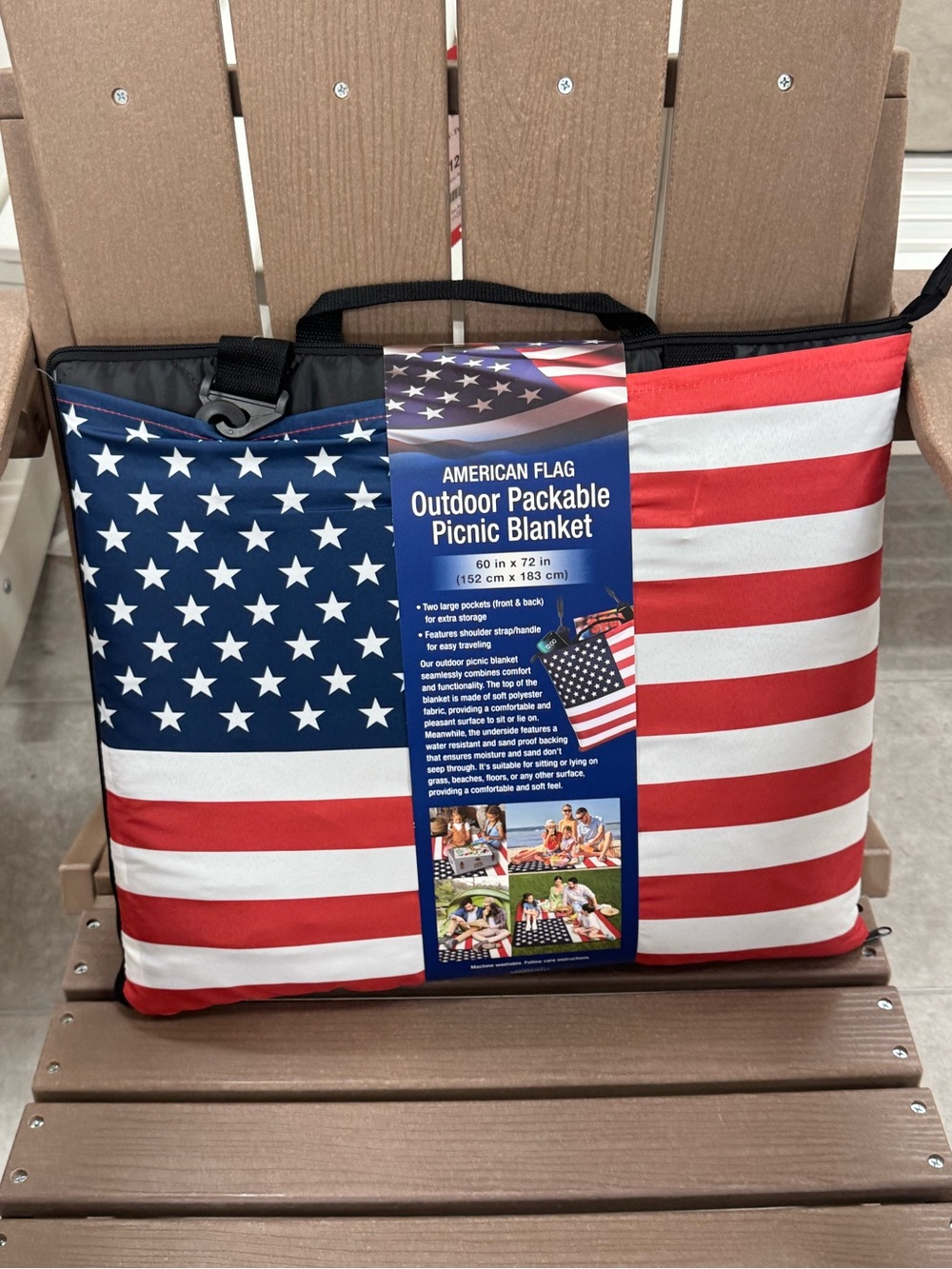 American Flag Outdoor Packable Picnic Blanket - Red, White & Blue